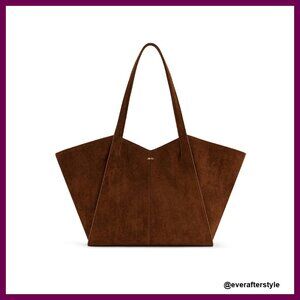 Large Capacity Tote Bag Faux Suede Chic Minimal Elegant Everyday Carry